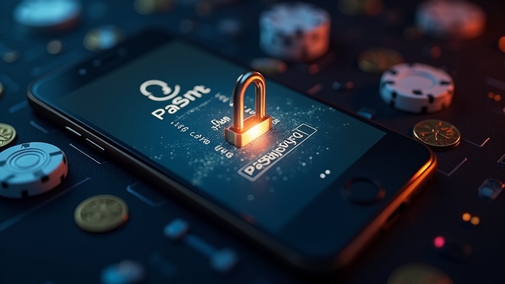 Smartphone login screen with a secure padlock in a casino setting